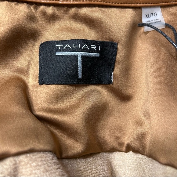 Tahari Camel Faux Leather Shirt SZ XL - Picture 5 of 5